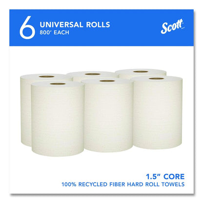 Essential 100% Recycled Fiber Hard Roll Towel, 1-Ply, 8" x 800 ft, 1.5" Core, Brown, 6 Rolls/Carton