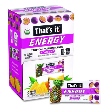 Organic Energy Bars, Tropical Passion Blend, 0.7 oz Bar, 36/Box