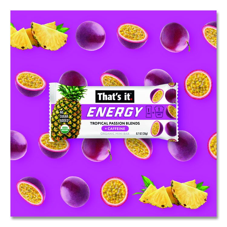 Organic Energy Bars, Tropical Passion Blend, 0.7 oz Bar, 36/Box
