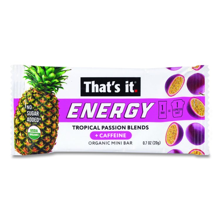 Organic Energy Bars, Tropical Passion Blend, 0.7 oz Bar, 36/Box