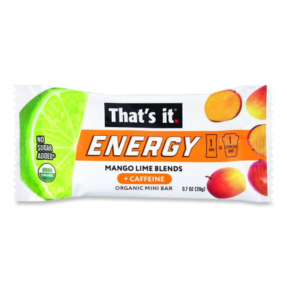 Organic Energy Bars, Mango Lime, 0.7 oz Bar, 36/Box