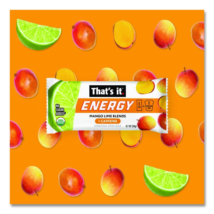 Organic Energy Bars, Mango Lime, 0.7 oz Bar, 36/Box