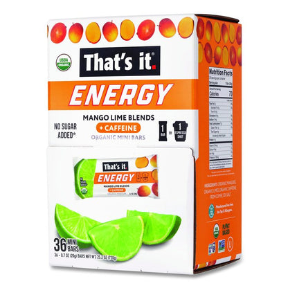 Organic Energy Bars, Mango Lime, 0.7 oz Bar, 36/Box