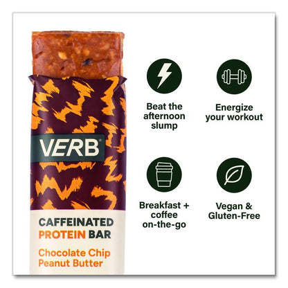 Caffeinated Protein Bar, Chocolate Chip Peanut Butter, 1.8 oz Bar, 12/Box