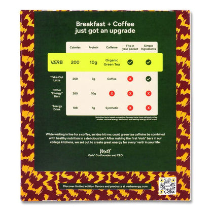 Caffeinated Protein Bar, Chocolate Chip Peanut Butter, 1.8 oz Bar, 12/Box