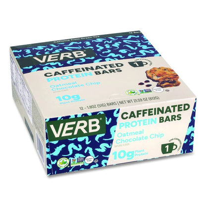 Caffeinated Protein Bar, Oatmeal Chocolate Chip, 1.8 oz Bar, 12/Box