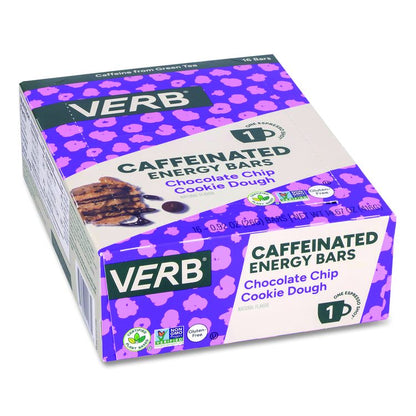 Caffeinated Energy Bar, Chocolate Chip Cookie Dough, 0.92 oz Bar, 16/Box
