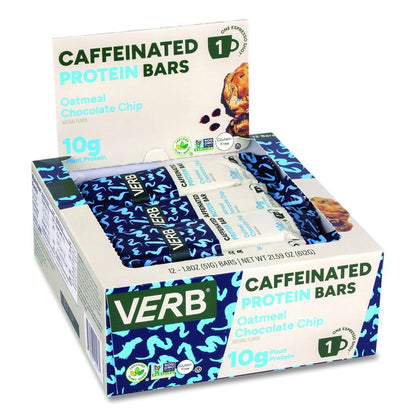 Caffeinated Protein Bar, Chocolate Chip Peanut Butter and Oatmeal Chocolate Chip, 1.8 oz Bar, 24/Box