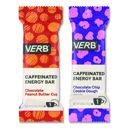 Caffeinated Energy Bar, Chocolate Peanut Butter Cup and Chocolate Chip Cookie Dough, 0.92  oz Bar, 32/Box