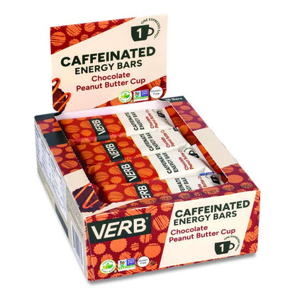 Caffeinated Energy Bar, Chocolate Peanut Butter Cup and Chocolate Chip Cookie Dough, 0.92  oz Bar, 32/Box