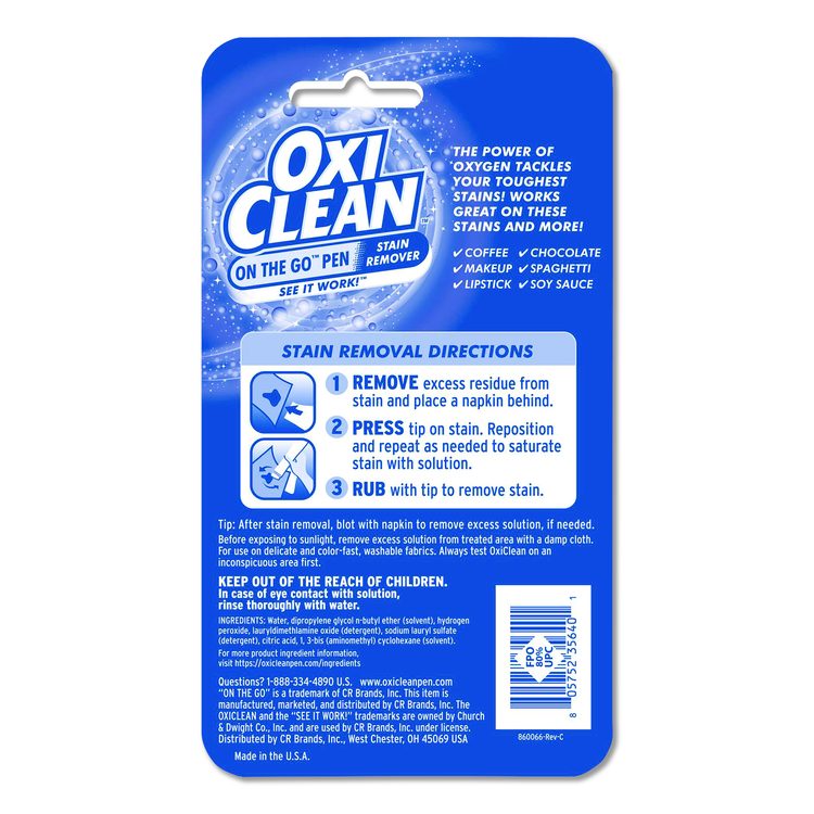 On-the-Go Pen Stain Remover, Unscented,  Bonus Size, 22 mL, 6/Pack