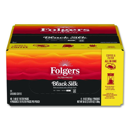 Coffee Filter Packs, Black Silk, 1.4 oz Pack, 40Packs/Carton