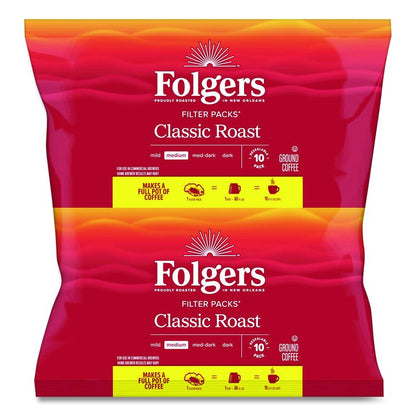 Coffee Filter Packs, Classic Roast, 0.9 oz, 10 Filters/Pack, 4 Packs/Carton