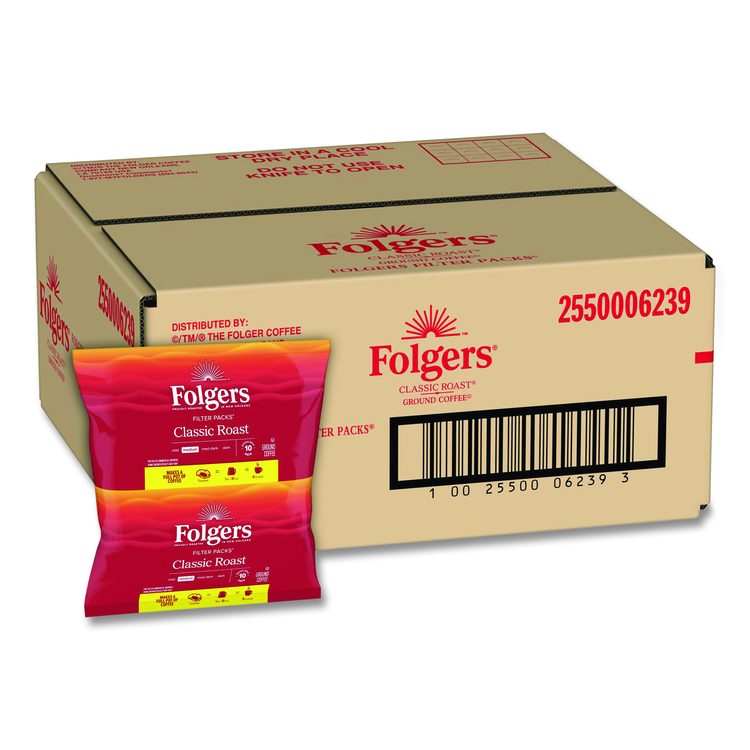 Coffee Filter Packs, Classic Roast, 0.9 oz, 10 Filters/Pack, 4 Packs/Carton