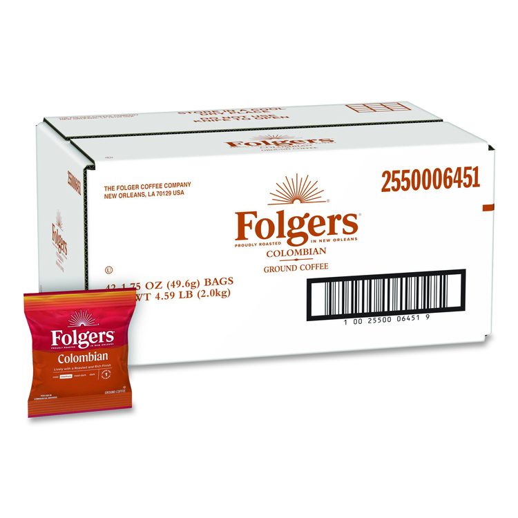 Colombian Ground Coffee Fraction Pack. 100% Colombian, 1.75 oz Fraction Pack, 42/Carton
