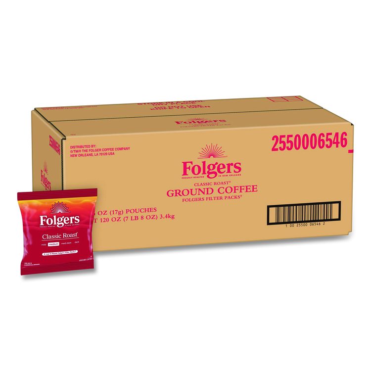 Classic Roast Ground Coffee Filter Pack, Regular, In-Room Lodging, 0.6 oz, 200/Carton