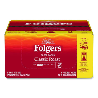 Coffee Filter Packs, Classic Roast, 1.4 oz Pack, 40/Carton
