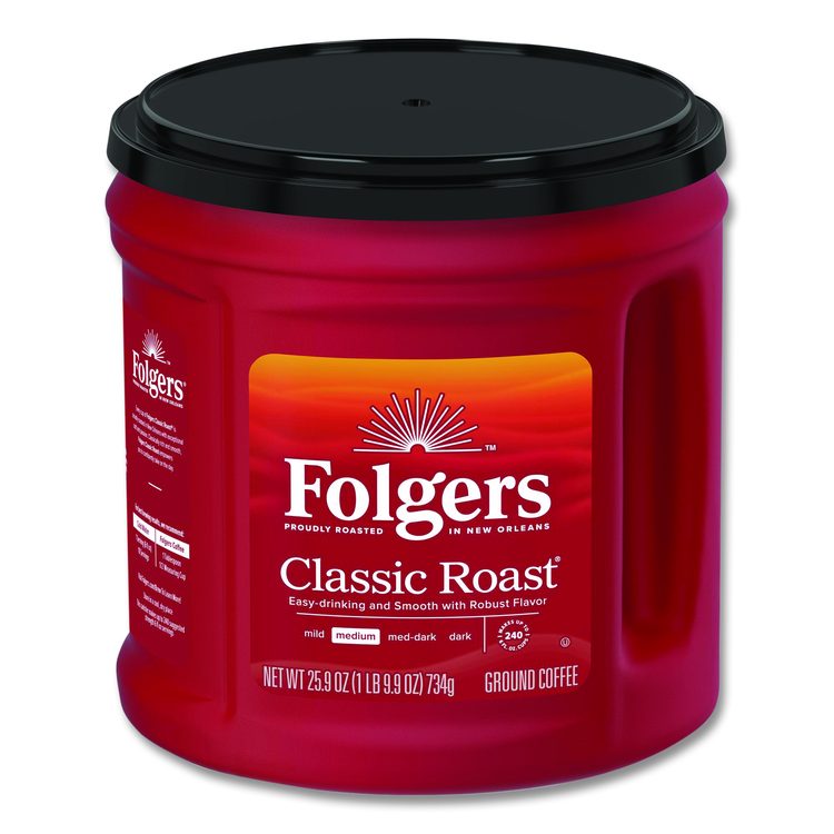 Coffee, Classic Roast, Ground, 25.9 oz Canister, 6/Carton