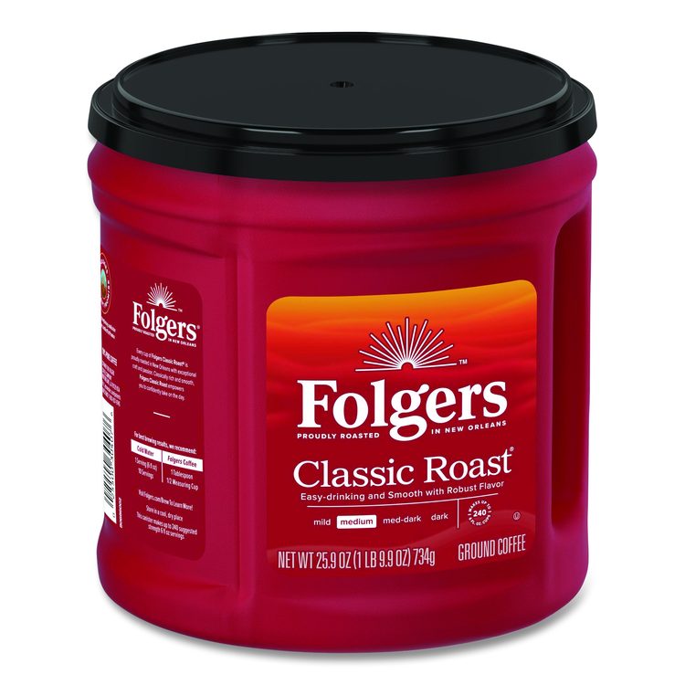 Coffee, Classic Roast, Ground, 25.9 oz Canister, 6/Carton