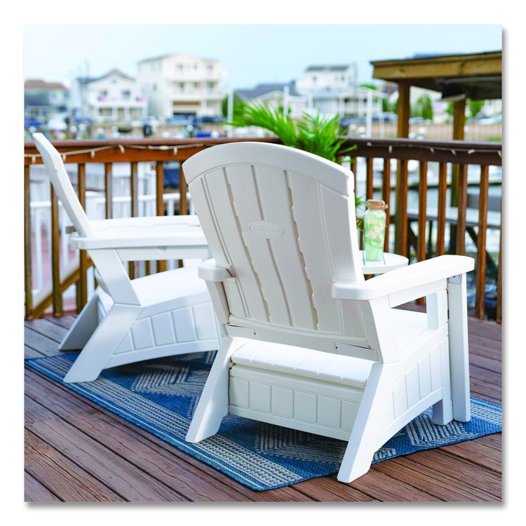 Adirondack Chair with Storage, Supports Up to 375 lb, 14.5" Seat Height, 30" x 32.5" x 38.5", Ice Cube