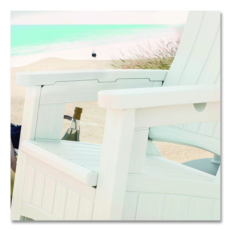 Adirondack Chair with Storage, Supports Up to 375 lb, 14.5" Seat Height, 30" x 32.5" x 38.5", Ice Cube