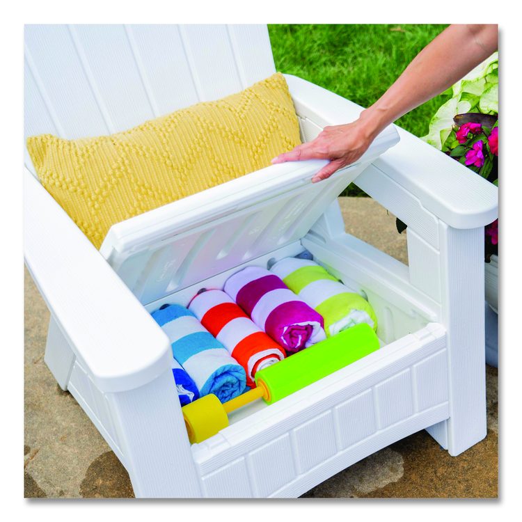 Adirondack Chair with Storage, Supports Up to 375 lb, 14.5" Seat Height, 30" x 32.5" x 38.5", Ice Cube