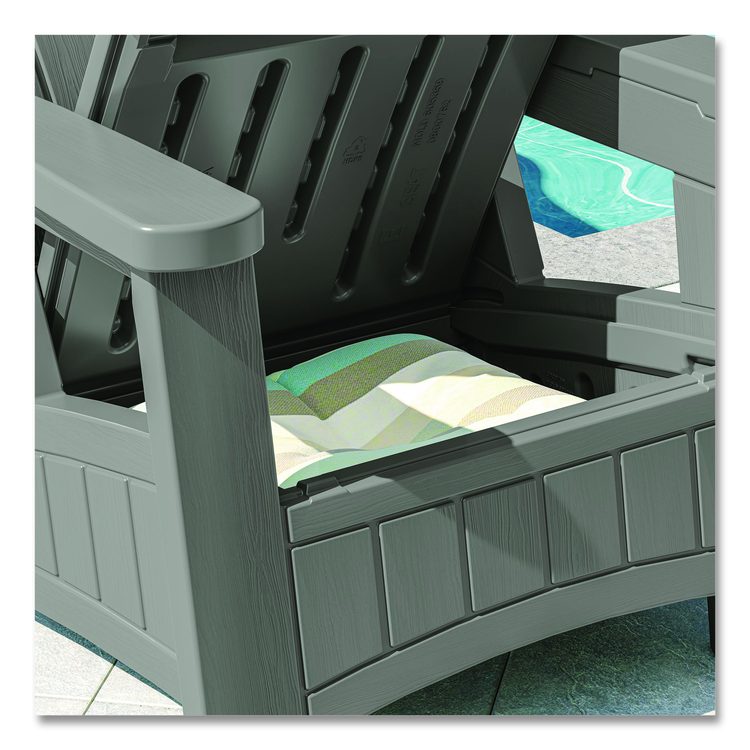 Adirondack Chair with Storage, Supports Up to 375 lb, 14.5" Seat Height, 30" x 32.5" x 38.5", Dove Gray