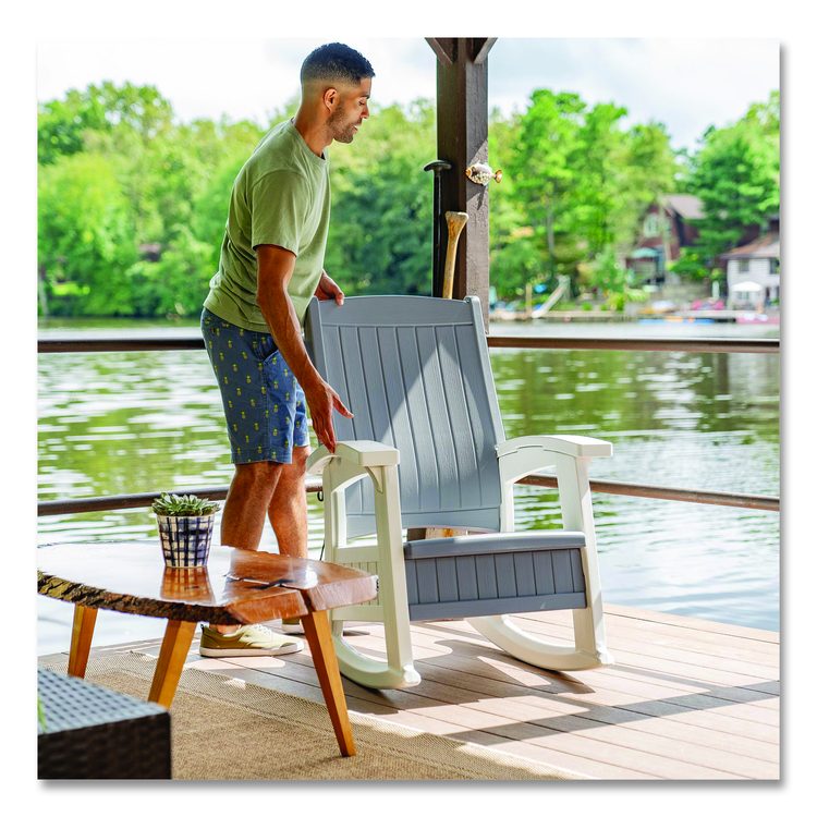 Rocking Chair with Storage, Supports Up to 375 lb, 17.25" Seat Height, 29.75" x 35" x 40.5", Dove Gray/Ice Cube