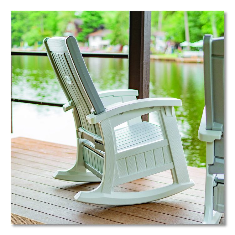 Rocking Chair with Storage, Supports Up to 375 lb, 17.25" Seat Height, 29.75" x 35" x 40.5", Dove Gray/Ice Cube