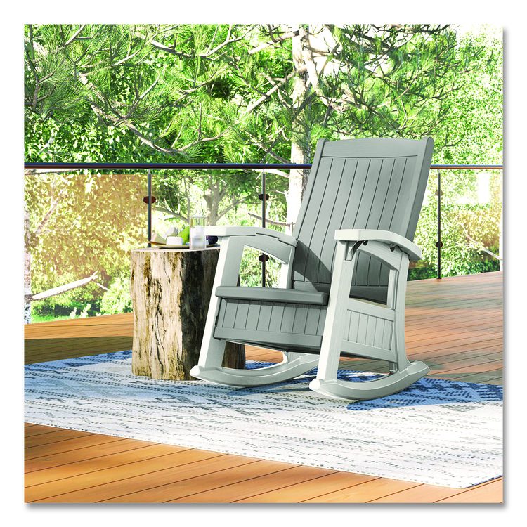 Rocking Chair with Storage, Supports Up to 375 lb, 17.25" Seat Height, 29.75" x 35" x 40.5", Dove Gray/Ice Cube