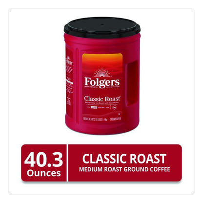 Classic Roast Ground Coffee, 40.3 oz Canister, 6/Carton