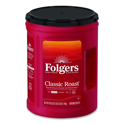 Classic Roast Ground Coffee, 40.3 oz Canister, 6/Carton