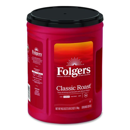 Classic Roast Ground Coffee, 40.3 oz Canister, 6/Carton