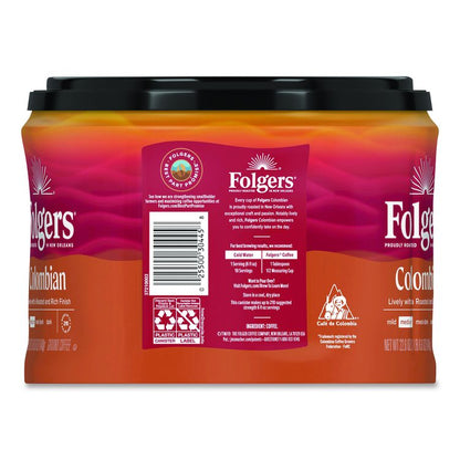 100% Colombian Coffee, 22.6 oz Canister, 6/Carton