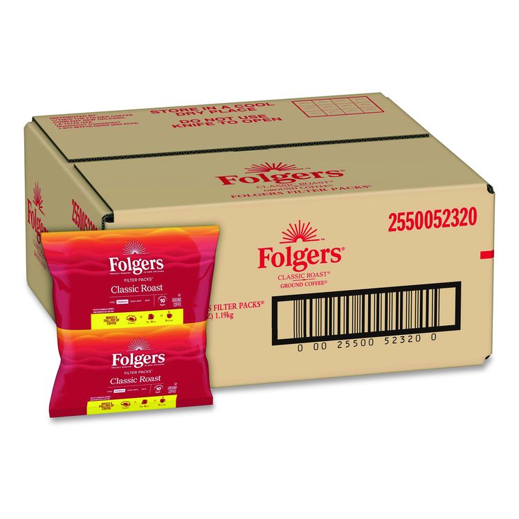 Coffee Filter Packs, Regular, 1.05 oz Filter Pack, 40/Carton