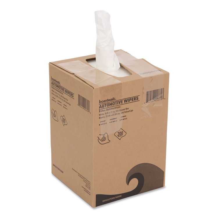 Automotive Shop Towels, 10.63 x 20.47, Unscented, White, 200/Box, 8 Boxes/Carton