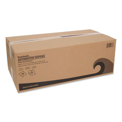 Automotive Shop Towels, 10.63 x 20.47, Unscented, White, 200/Box, 8 Boxes/Carton
