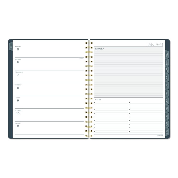 Hera Weekly Monthly Planner, Wavy Lines, 11 x 8.5, Black/Gold Cover, 12-Month (Jan to Dec): 2026
