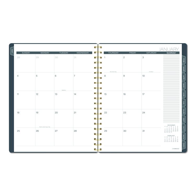 Hera Weekly Monthly Planner, Wavy Lines, 11 x 8.5, Black/Gold Cover, 12-Month (Jan to Dec): 2026