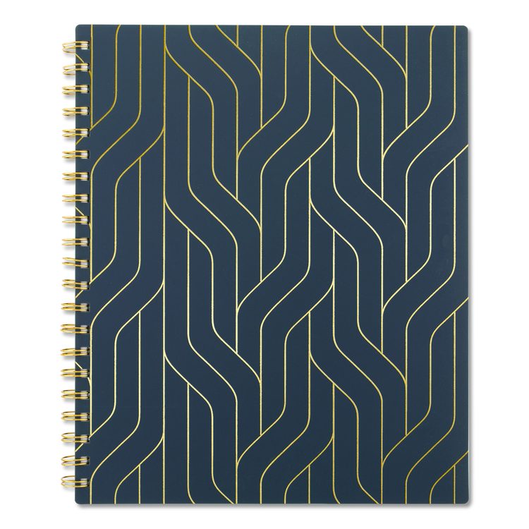 Hera Weekly Monthly Planner, Wavy Lines, 11 x 8.5, Black/Gold Cover, 12-Month (Jan to Dec): 2026