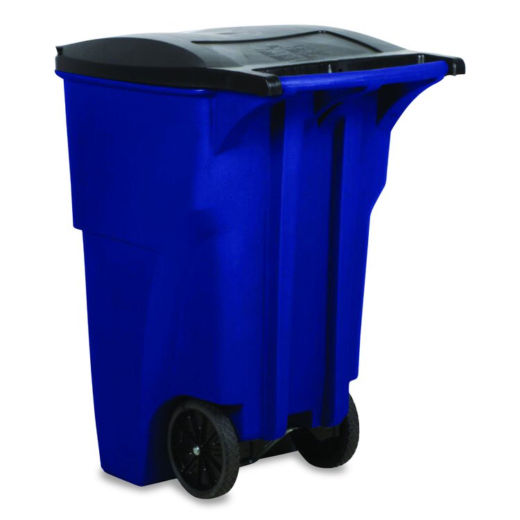 Square Brute Rollout Container, 95 gal, Resin, Blue