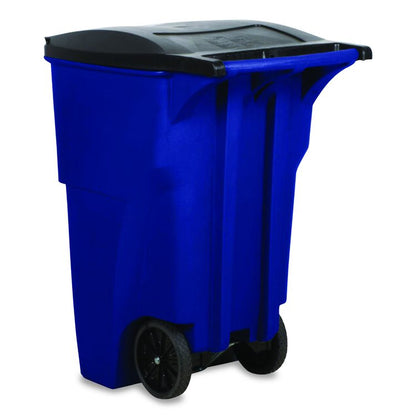 Square Brute Rollout Container, 95 gal, Resin, Blue