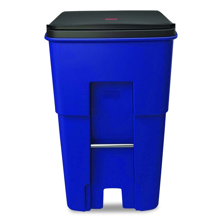 Square Brute Rollout Container, 95 gal, Resin, Blue