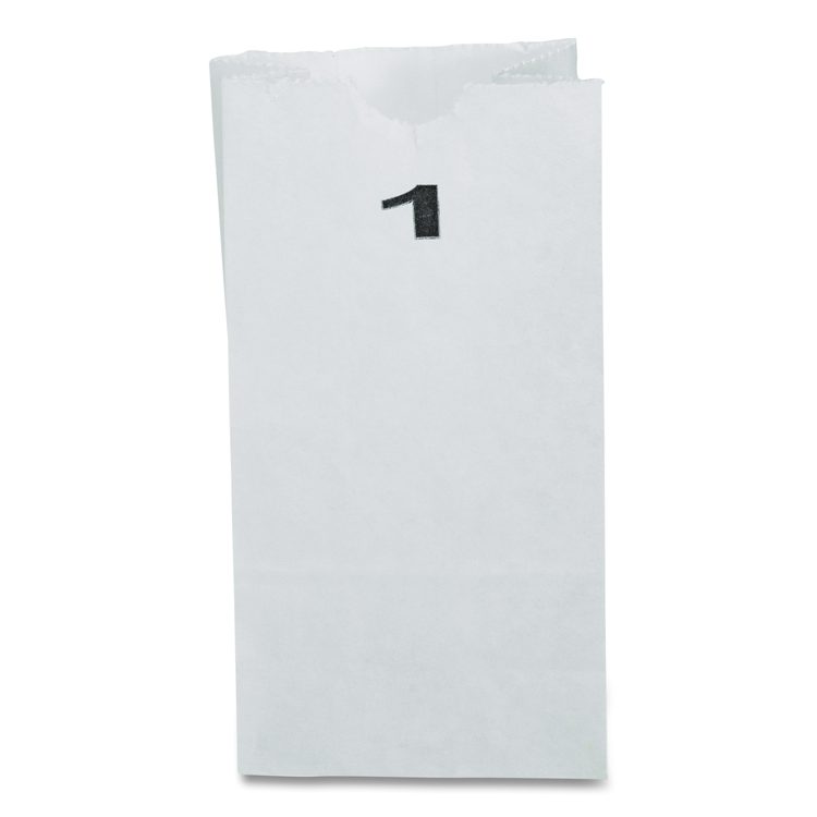 Grocery Paper Bags, 1# Size, 30# Basis Weight, 3.5" x 2.25" x 6.63", White, 500/Bundle
