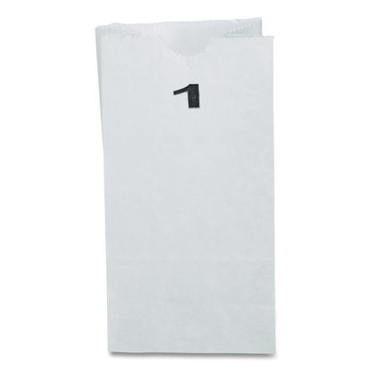 Grocery Paper Bags, 1# Size, 30# Basis Weight, 3.5" x 2.25" x 6.63", White, 500/Bundle