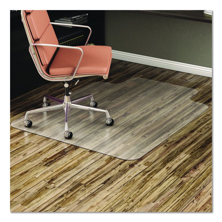 EconoMat Non-Studded All Day Use Chair Mat for Hard Floors, Rectangular with Lip, 36" x 48", Clear, Ships Flat