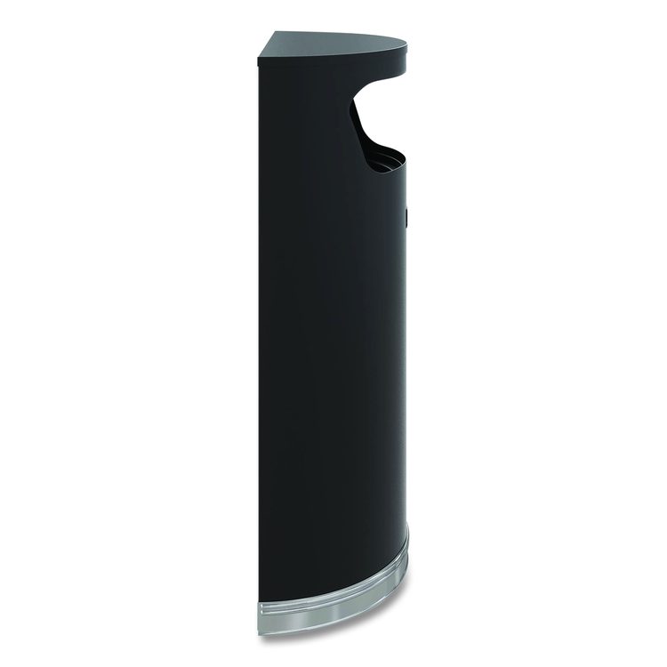 Half Round Metal Trash Can, 9 gal, Steel, Black