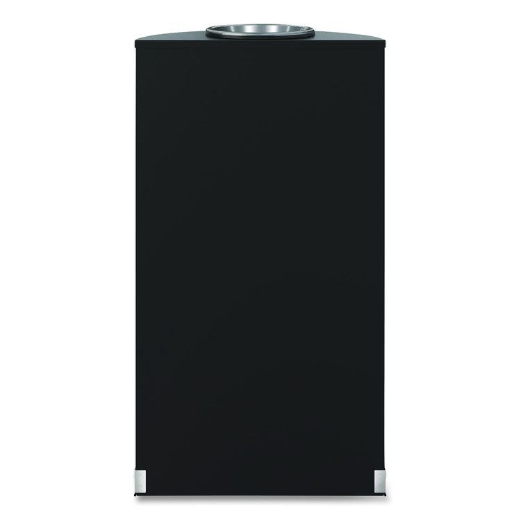 Half Round Metal Trash Can with Ashtray, 9 gal, Steel, Black