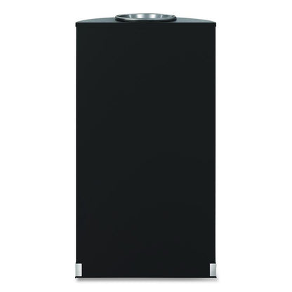 Half Round Metal Trash Can with Ashtray, 9 gal, Steel, Black