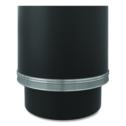 Half Round Metal Trash Can with Ashtray, 9 gal, Steel, Black